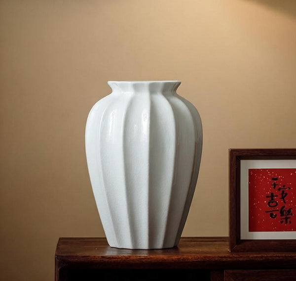 Large Flower Vases on Table, Centerpiece Ceramic Bud Vases, Porcelain Flower Vases, Handmade Water Holding Flower Vase-ArtWorkCrafts.com