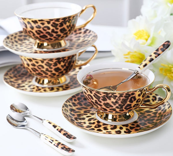 Modern Ceramic Cups, 7.8 oz Porcelain Tea Cup Saucer Set, Elegant Ceramic Coffee Cups, Unique Tea Cup and Saucer in Gift Box-ArtWorkCrafts.com