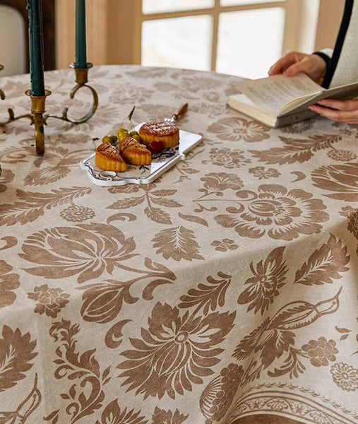 Large Modern Rectangle Tablecloth for Dining Table, Flower Pattern Table Covers for Round Table, Farmhouse Table Cloth for Oval Table, Square Tablecloth for Kitchen-ArtWorkCrafts.com