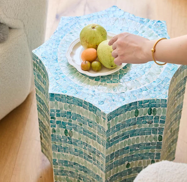 Contemporary Side Table, Contemporary Bedside Table, Bedside Small Side Table, Shell Small Sofa Side Table, Modern Side Table, Small End Table, Portable Casual Side Table, Creative Coffee Table-ArtWorkCrafts.com