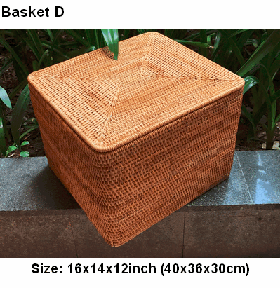 Large Woven Storage Baskets, Rectangular Storage Basket with Lid, Rattan Storage Baskets, Storage Baskets for Living Room, Storage Basket for Bedroom-ArtWorkCrafts.com