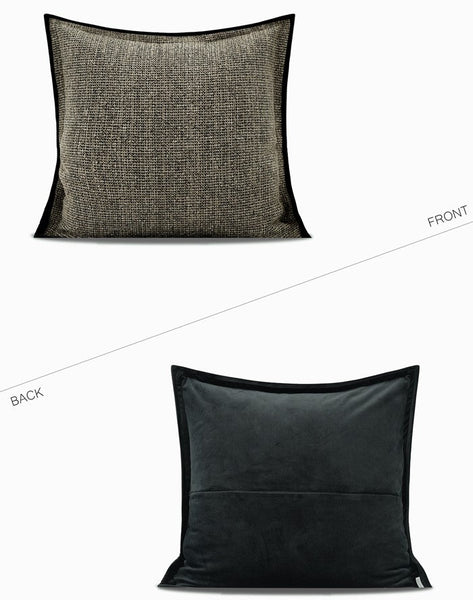 Large Grey Black Decorative Throw Pillows, Contemporary Square Modern Throw Pillows for Couch, Large Modern Sofa Pillows, Simple Throw Pillow for Interior Design-ArtWorkCrafts.com