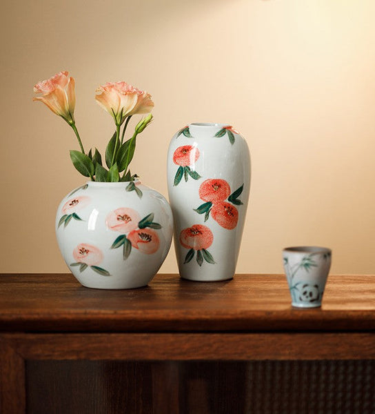 Handmade Water Holding Flower Vases, Modern Flower Vase Centerpiece on Table, Porcelain Flower Vases, Ceramic Bouquet Vases-ArtWorkCrafts.com