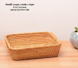 Rectangular Storage Baskets for Pantry, Small Rattan Kitchen Storage Basket, Storage Baskets for Shelves, Woven Storage Baksets-ArtWorkCrafts.com