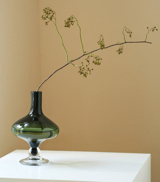 Modern Glass Vase for Flowers, Decorative Glass Vase, Mid Century Glass Vases, Handmade Modern Vases for Bedroom, Centerpiece Contemporary Vases on Table-ArtWorkCrafts.com