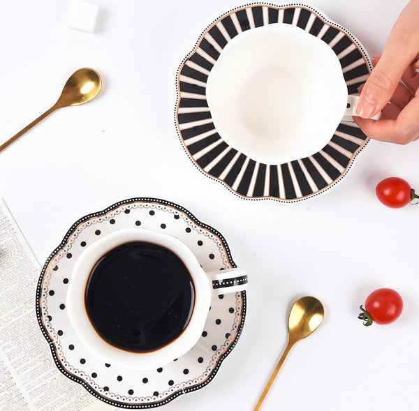 Unique Porcelain Cup and Saucer, Afternoon British Tea Cups, Creative Bone China Porcelain Tea Cup Set, Elegant Modern Ceramic Coffee Cups-ArtWorkCrafts.com