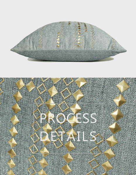 Grey Blue Decorative Throw Pillow for Couch, Large Square Pillows, Modern Sofa Pillows, Simple Modern Throw Pillows for Couch-ArtWorkCrafts.com