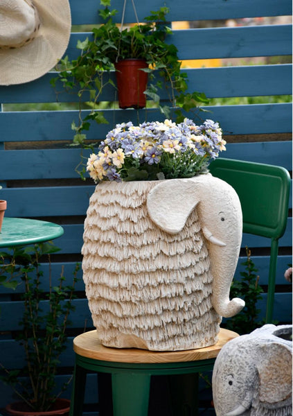 Unique Garden Flowerpot, Large Elephant Flowerpot, Resin Statue for Garden, Modern Animal Statue for Garden Ornaments, Villa Outdoor Decor Gardening Ideas-ArtWorkCrafts.com