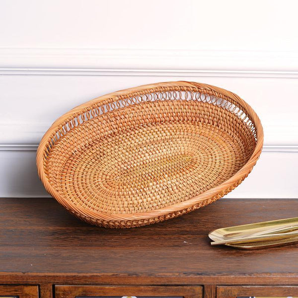 Rattan Storage Basket for Pantry, Round Storage Basket, Storage Baskets for Kitchen, Woven Storage Basket for Dining Room-ArtWorkCrafts.com