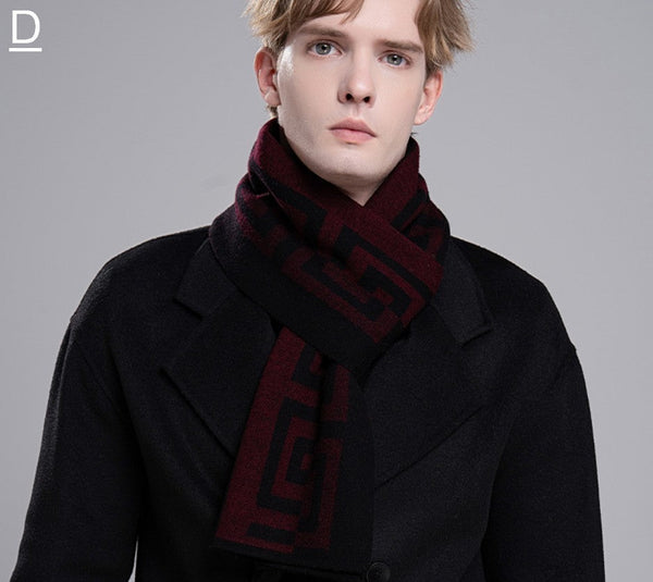 Gray Thick Wool Scarf, Black Business Formal Men Scarf Styles, Wool Scarf for Gentleman, Men's Winter Scarf, Casual Scarf Men, Men's Wool Scarf Winter, Red Fashion Scarf-ArtWorkCrafts.com