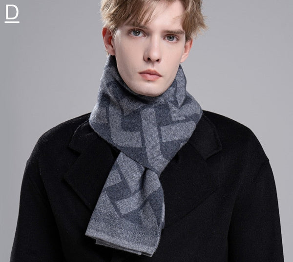 Wool Scarf for Gentleman, Thick Wool Scarf, Men's Winter Scarf, Casual Scarf Men, Men's Wool Scarf Winter, Fashion Scarf, Business Formal Men Scarf Styles-ArtWorkCrafts.com