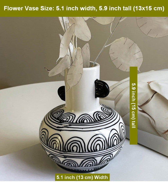Geometric Porcelain Flower Vases, Handmade Water Holding Flower Vases, Ceramic Bud Vases, Small Flower Vases on Table-ArtWorkCrafts.com