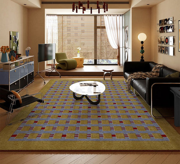 Mid Century Modern Rugs for Living Room, Vintage Area Rugs for Bedroom, Large Contemporary Area Rugs for Dining Room-ArtWorkCrafts.com