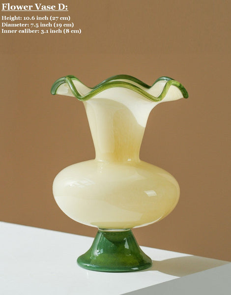 Unique Modern Glass Vase, Contemporary Vase for Modern Home Decor, Modern Glass Flower Vases, Handmade Liuli Vases, Centerpiece Vases on Table-ArtWorkCrafts.com