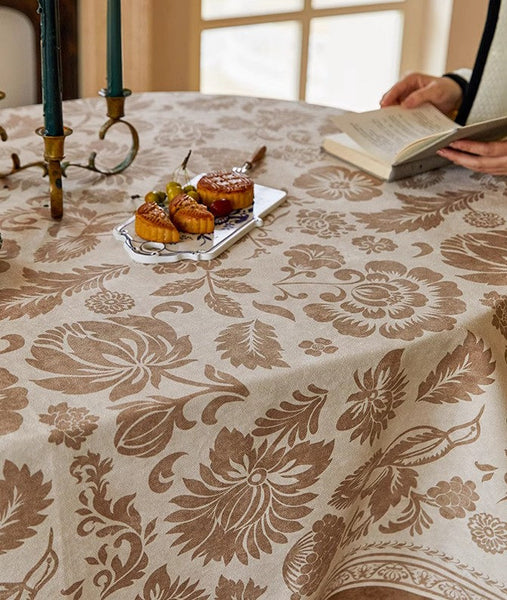 Flower Pattern Table Covers for Round Table, Large Modern Rectangle Tablecloth for Dining Table, Farmhouse Table Cloth for Oval Table, Square Tablecloth for Kitchen-ArtWorkCrafts.com