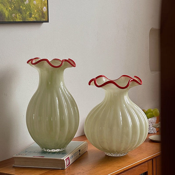 French Vintage Glass Flower Vases, Glass Bud Vases, Flower Vases on Table, Handmade Water Holding Flower Vases