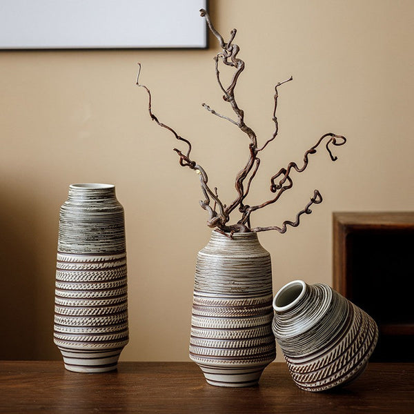 Modern Bouquet Flower Vases, Centerpiece on Dining Table, Handmade Pottery Flower Vases Urn, Water Holding Flower Vases, Large Flower Vase on Table-ArtWorkCrafts.com