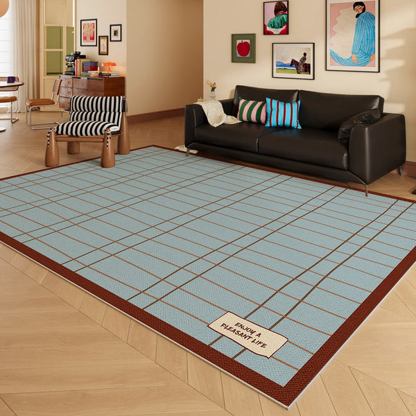 Modern Living Room Rug Ideas, Mid Century Contemporary Rugs, Geometric Modern Area Rugs, Blue Modern Rugs for Dining Room-ArtWorkCrafts.com