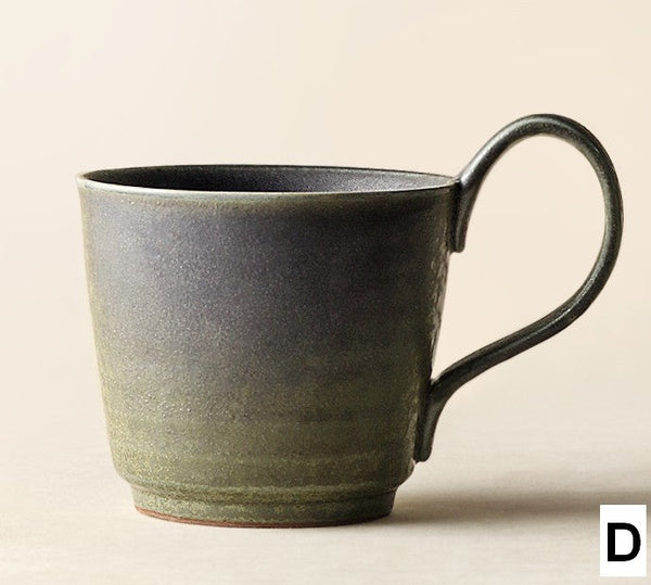 Modern Handmade Pottery Coffee Cup, Creative Brown Green Blue Ceramic Coffee Mugs, Large Unique Tea Cup, Large Capacity Coffee Cups-ArtWorkCrafts.com
