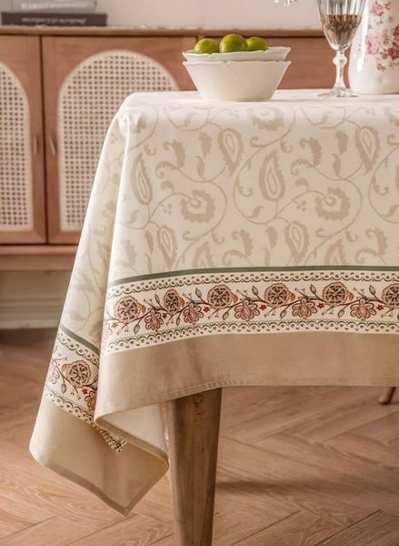 Kitchen Table Cover, Flower Tablecloth for Round Table, Elegant Table Cover for Dining Room Table, Modern Rectangle Tablecloth for Oval Table-ArtWorkCrafts.com