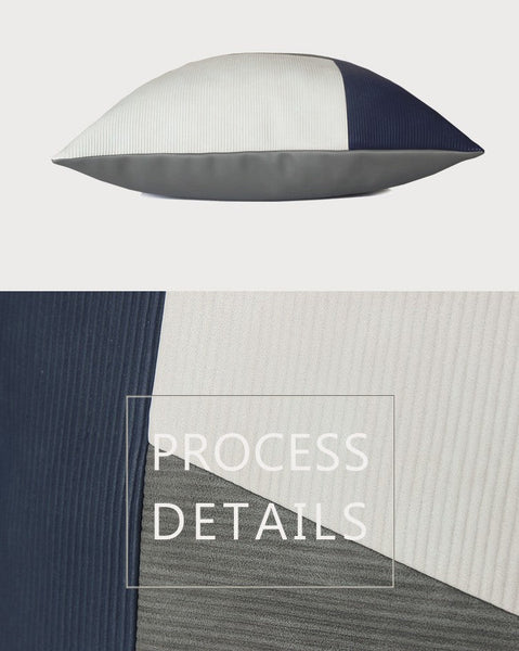 Large Modern Throw Pillows, Decorative Throw Pillow for Couch, Blue Grey Modern Sofa Pillows, Decorative Throw Pillows for Living Room, Large Square Pillows-ArtWorkCrafts.com