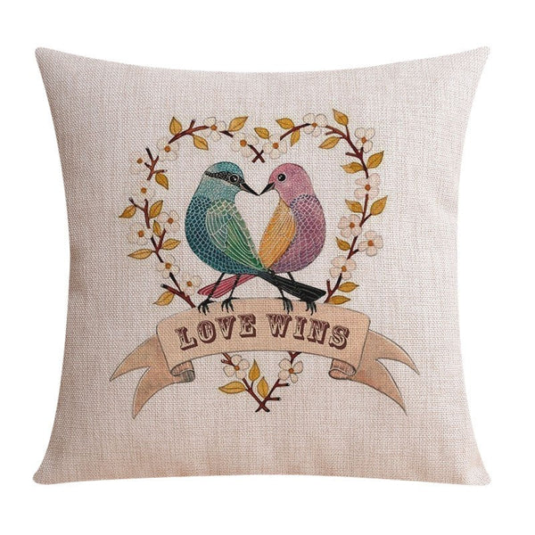 Love Birds Throw Pillows for Couch, Singing Birds Decorative Throw Pillows, Modern Sofa Decorative Pillows, Decorative Pillow Covers-ArtWorkCrafts.com
