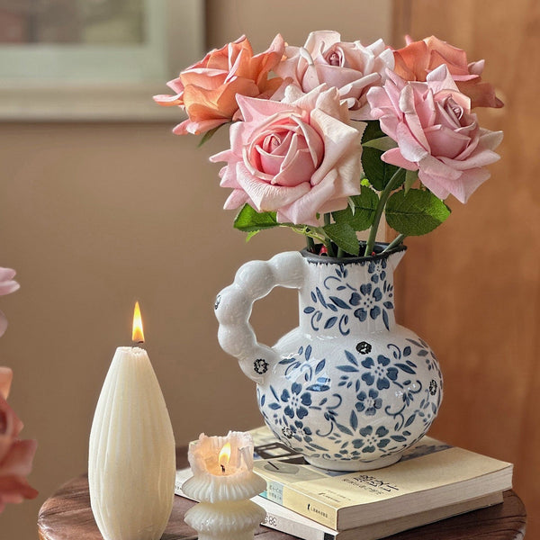 Handmade Water Holding Flower Vases, Rustic Porcelain Flower Vases, Ceramic Bud Vases, Small Flower Vases on Table-ArtWorkCrafts.com