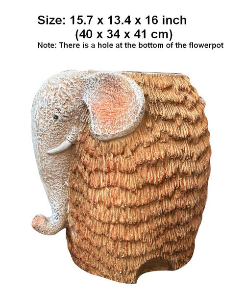 Large Elephant Flowerpot, Modern Animal Statue for Garden Ornaments, Animal Flower Pot, Resin Statue for Garden, Villa Outdoor Decor Gardening Ideas-ArtWorkCrafts.com