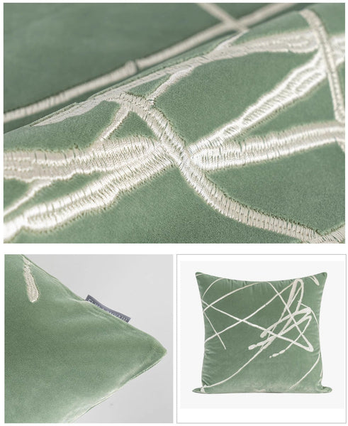 Abstract Contemporary Throw Pillow for Living Room, Green Decorative Throw Pillows for Couch, Large Modern Sofa Throw Pillows-ArtWorkCrafts.com