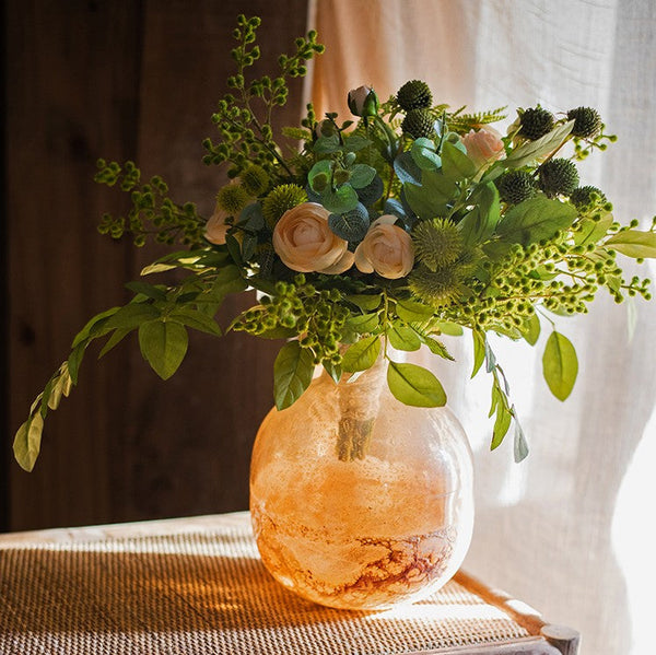 Spring Flower Arrangement for Living Room, Ranunculus Asiaticus, Globe Amaranth, Botany Plants, Beautiful Modern Flower Arrangement Ideas for Home Decoration-ArtWorkCrafts.com