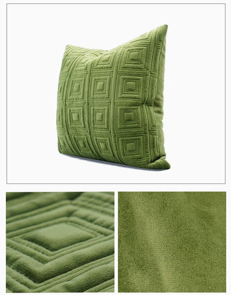 Large Square Modern Throw Pillows for Couch, Green Geometric Modern Sofa Pillows, Large Decorative Throw Pillows, Simple Throw Pillow for Interior Design-ArtWorkCrafts.com