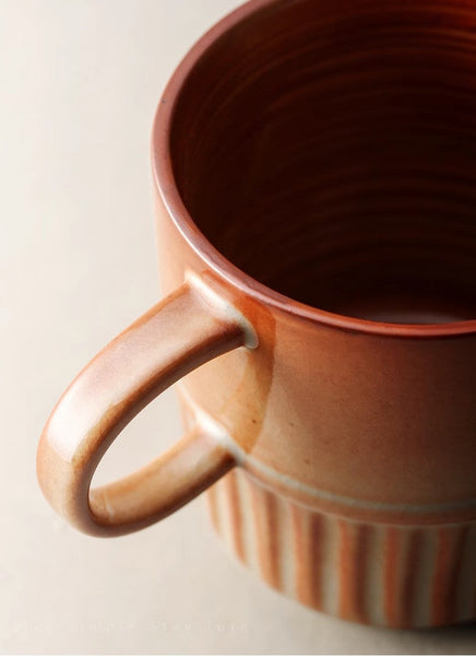 Elegant Porcelain Coffee Cups, Large Capacity Coffee Cup, Handmade Ceramic Coffee Mug, Large Pottery Coffee Cup, Large Tea Cup-ArtWorkCrafts.com