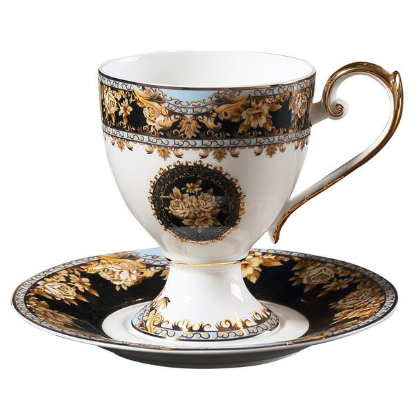 Royal Porcelain Tea Cup Saucer Set, 8 oz Tea Cup and Saucer in Gift Box as Birthday Gift, Elegant Ceramic Coffee Cups, Beautiful British Tea Cups-ArtWorkCrafts.com