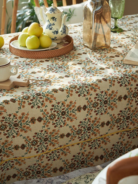 Spring Flower Pattern Tablecloth for Home Decoration, Extra Large Rectangle Tablecloth for Dining Room Table, Large Square Tablecloth for Round Table-ArtWorkCrafts.com