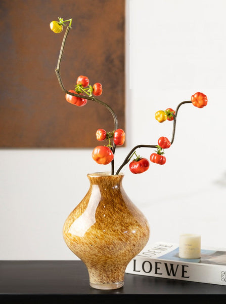 Modern Glass Bud Vases, Centerpiece Vases on Table, Handmade Liuli Vases, Color Glaze Vase, Contemporary Vases for Modern Home Decor-ArtWorkCrafts.com