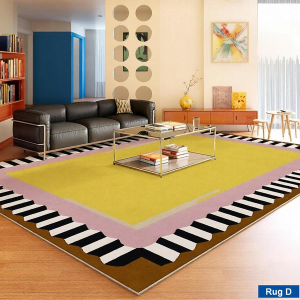 Mid Century Modern Rugs, Contemporary Modern Rugs under Coffee Table, Colorful Modern Rugs for Living Room, Dining Room Geometric Modern Rugs-ArtWorkCrafts.com