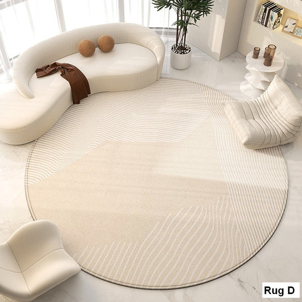 Round Modern Rugs for Living Room, Contemporary Modern Area Rugs for Bedroom, Geometric Round Rugs for Dining Room, Circular Modern Rugs under Chairs-ArtWorkCrafts.com