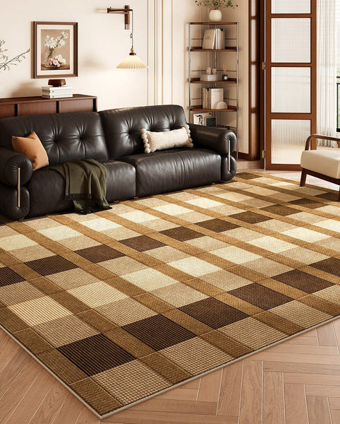 Contemporary Geometric Carpets, Mid Century Contemporary Modern Rugs, Brown Modern Rugs under Dining Room Table, Brown Modern Rugs for Living Room