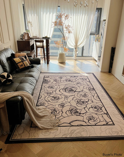 Simple Large Modern Rugs for Living Room, Abstract Modern Rugs for Bedroom, Contemporary Geometric Modern Rugs, Modern Rugs for Dining Room-ArtWorkCrafts.com
