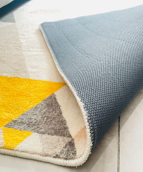 Bedroom Modern Rugs, Large Geometric Floor Carpets, Modern Living Room Area Rugs, Yellow Abstract Modern Rugs under Dining Room Table-ArtWorkCrafts.com