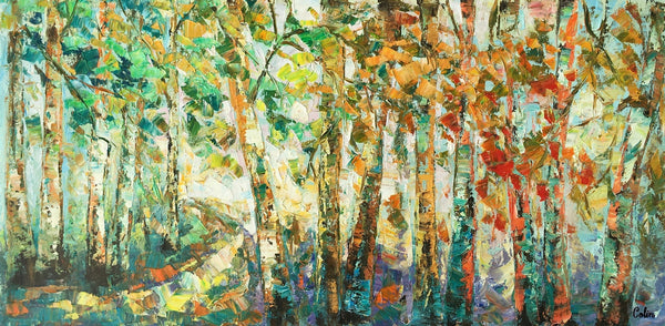 Contemporary Art, Wall Art, Birch Tree Painting, Abstract Painting, Custom Canvas Painting, Oil Painting