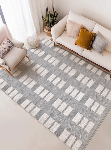 Modern Floor Rugs for Bedroom, Dining Room Floor Rug, Large Gray Floor Rugs for Living Room, Extra Large Geometric Modern Rugs for Office-ArtWorkCrafts.com