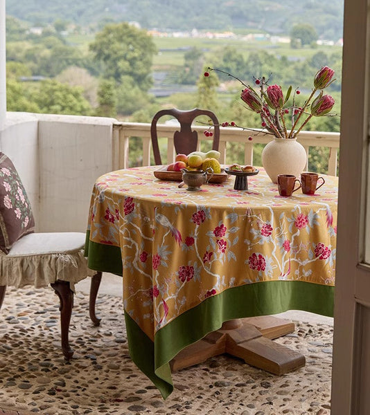 Farmhouse Table Cloth, Dining Room Flower Table Cloths, Large Square Tablecloth for Round Table, Extra Large Rectangular Table Covers for Kitchen-ArtWorkCrafts.com