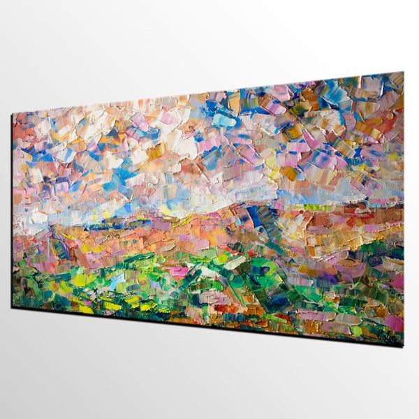Heavy Texture Painting, Autumn Mountain Painting, Landscape Painting, Custom Large Canvas Art