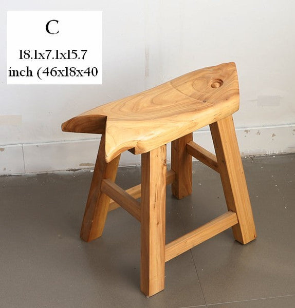 Children's Wooden Stool, Sofa Stool, Dining Table Stool, Handmade Solid Wood low Stool, Creative Shoe-changing Stool, Old Elm Wood Stool-ArtWorkCrafts.com