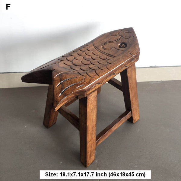 Handmade Solid Wood low Stool, Creative Shoe-changing Stool, Vintage Old Elm Wood Stool, Children's Wooden Stool, Sofa Stool, Dining Table Stool-ArtWorkCrafts.com