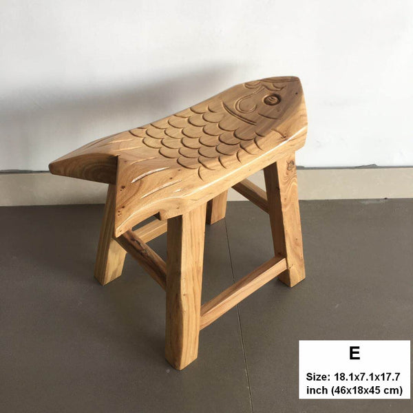 Handmade Solid Wood low Stool, Creative Shoe-changing Stool, Old Elm Wood Stool, Children's Wooden Stool, Sofa Stool, Dining Table Stool-ArtWorkCrafts.com