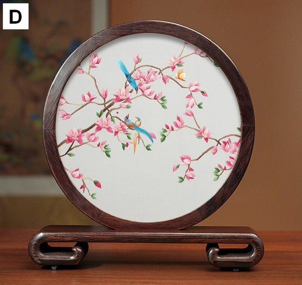 Traditional Chinese Suzhou Flower and Birds Silk Embroidery Ornaments, Exclusive Business Presents, Creative Birthday Gift, Premium Souvenir-ArtWorkCrafts.com