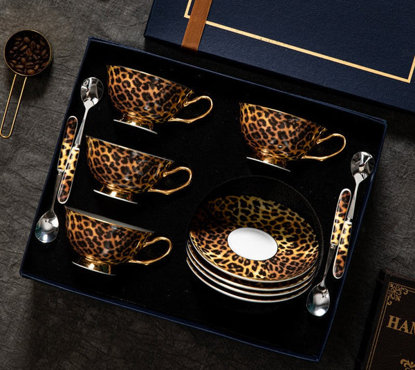 Modern Ceramic Cups, 7.8 oz Porcelain Tea Cup Saucer Set, Elegant Ceramic Coffee Cups, Unique Tea Cup and Saucer in Gift Box-ArtWorkCrafts.com