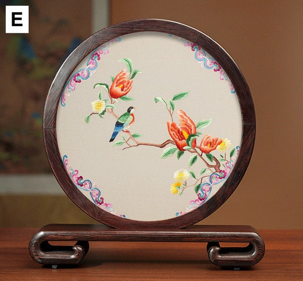 Traditional Chinese Suzhou Flower and Birds Silk Embroidery Ornaments, Exclusive Business Presents, Creative Birthday Gift, Premium Souvenir-ArtWorkCrafts.com